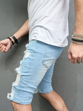 New Men Summer Slim fit Ripped Denim Shorts Stylish Men Holes Solid Casual Jeans Shorts