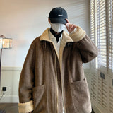 Riolio Winter Thick Corduroy Jacket Men Warm Fashion Retro Thickened Lamb Wool Jackets Mens Streetwear Korean Loose Short Coat Men