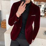 Riolio Spring Velvet Blazer Men Fashion Casual Blazer Men Wedding Groom Singer Costume Slim Blazer Formal Brand Dress Homme 5XL-M