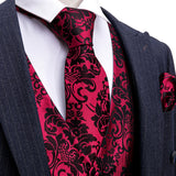 4PC Silk Mens Vest Red Black Gold Green Purple Slim Fit Waistcoat Tie Pocket Square Cufflinks Set Wedding Formal Barry.Wang