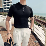 New Fashion Brands Polo Shirt Men's Summer Slim Fit Short Sleeve Solid Color Polos Casual Business Formal Polo Men Clothing
