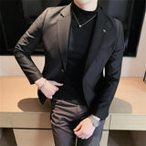 Riolio British Style Business Casual Suit Jacket Men Fashion High Sense Bright Face Slim Fit Blazers Wedding Party Dress Blazer