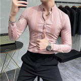 Spring Highend Striped Long Sleeved Shirt Men Korean Slim Fit Business Dress Shirt Men Streetwear Social Party Shirt M-4XL