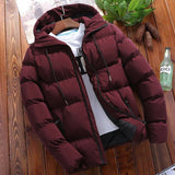 Riolio Autumn Winter Warm Parkas Male Long Sleeve Hooded Zip Korean Slim Solid Coats Outwear