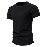 New Men's Short Sleeved T-shirt for Foreign Trade Pure Cotton Base Shirt Summer Solid Color Round Neck Half Sleeved Loose Fit