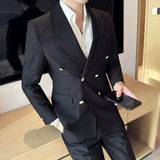 Riolio Classic Luxury Mens  Double Breasted Suit Jacket Groom Wedding Tuxedos Business Casual Blazer Social Club Outfits Suit Coat