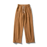 Riolio Men's Corduroy Pants Trendy Brand Loose Straight Pants Korean Wide Leg Pants Couple Style Home Casual Pants Beige Black Brown