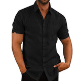 Original Mens Social Shirt Slim Business Formal Shirts For Men Short Sleeve Cotton Linen Shirts Blouses Casual Top Man Clothing