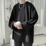 Oversized Mens Long Sleeve Tees Round Neck Casual Unisex Solid Color T-shirts Fashion Designer Brand Male Tops