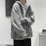 Solid Color Hoodie Men Casual Zipper Coats Korean Fashion Autumn and Winter Oversize Hoodies Mens Clothing Outerwear Jacket