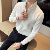 Riolio Spring New Waffle Long Sleeve Shirts British Style High-End Fashion Casual Dress Men's Business Slim Fit Luxury Shirt 4XL-M