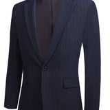 Riolio Elegant One Button Blazer, Men's Semi-formal Flap Pocket Suit Jacket For Banquet Business