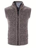 Riolio Men's Full Zip Up Casual Vest Cardigan, Plain Thermal Regular Fit Knit Sweater