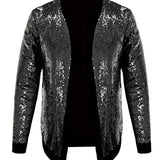 Riolio Men's Casual Chic Jacket, Street Style Spangle Decoration Open-Front Cardigan Jacket For Party Dinner Performance