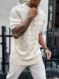 Riolio Men's Solid Color Half Button Cable Knit Top