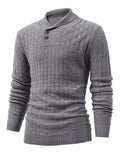 Riolio All Match Knitted Sweater, Men's Casual Warm Middle Stretch Shawl Collar Pullover Sweater For Men Fall Winter