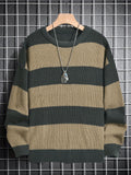 Riolio Trendy Men's Color Block Knitted Sweater - Warm And Comfortable Loose Pullover For Stylish Men