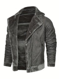 Riolio Men's Pu Jacket, Chic Faux Leather Jacket For Fall Winter