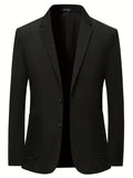 Riolio Elegant Two Button Blazer, Men's Semi-formal Lapel Suit Jacket For Business