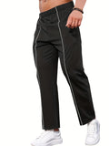 Riolio Men's Casual Straight Leg Pants, Relaxed Fit Open Bottom Elastic Waist Reflective Stripes Trousers