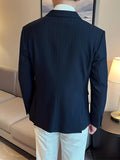 Riolio Elegant One Button Blazer, Men's Semi-formal Flap Pocket Suit Jacket For Banquet Business