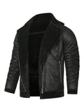 Riolio Men's Pu Jacket, Chic Faux Leather Jacket For Fall Winter