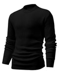 Riolio All Match Knitted Sweater, Men's Casual Warm Mid Stretch Round Neck Pullover Sweater For Fall Winter