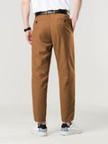 Riolio Chic Cropped Dress Pants, Men's Formal Solid Color Dress Pants For Business Leisure Activities