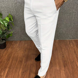 Riolio Men's Chic Elegant Slacks, Solid Color Skinny Dress Pants For Business Banquet