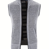 Riolio Men's Full Zip Up Casual Vest Cardigan, Plain Thermal Regular Fit Knit Sweater