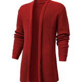 Riolio Elegant Slightly Stretch Knit Cardigan Coat, Men's Casual Vintage Style V Neck Sweater Cardigan For Fall Winter