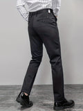 Riolio Semi-formal Classic Design Slim Fit Suit Trousers, Men's Pants For Spring Summer Business Occasion