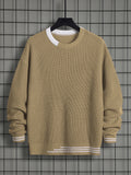 Riolio Classic Design Knitted Sweater, Men's Casual Warm High Stretch Round Neck Pullover Sweater For Fall Winter