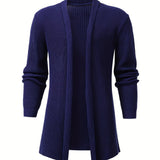 Riolio Elegant Slightly Stretch Knit Cardigan Coat, Men's Casual Vintage Style V Neck Sweater Cardigan For Fall Winter