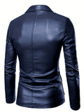 Riolio Men's Leather Lapel Zipper Up Cool Trendy Jacket For Autumn Winter Wear