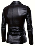 Riolio Men's Leather Lapel Zipper Up Cool Trendy Jacket For Autumn Winter Wear