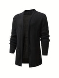 Riolio Elegant Slightly Stretch Knit Cardigan Coat, Men's Casual Vintage Style V Neck Sweater Cardigan For Fall Winter