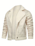 Riolio Men's Pu Jacket, Chic Faux Leather Jacket For Fall Winter