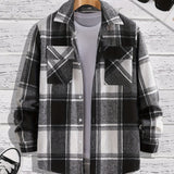 Riolio Men's Shirt Top Turn-Down Collar Long Sleeve Closure Classic Plaid Male Casual Shirt For Daily