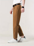 Riolio Chic Cropped Dress Pants, Men's Formal Solid Color Dress Pants For Business Leisure Activities